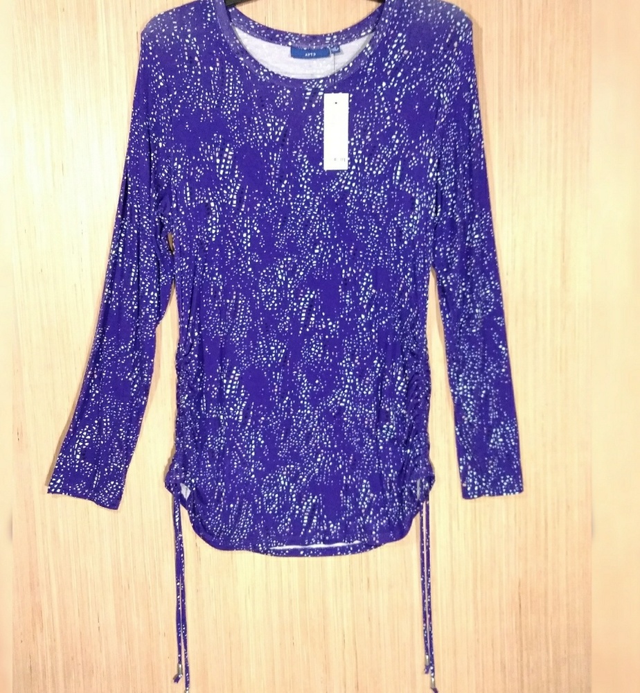 apt.9 womens dark purple tunic long sleeve shirt s